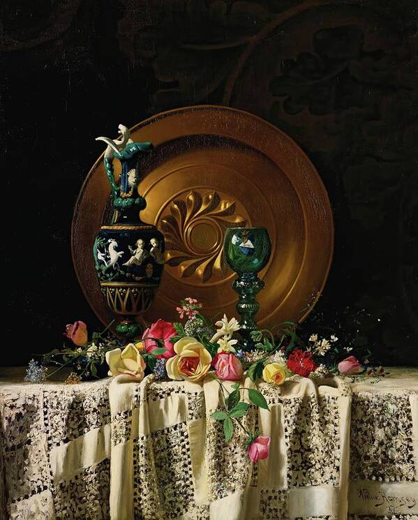Still Life Art Print featuring the painting Flowers On A Table by Milne Ramsey