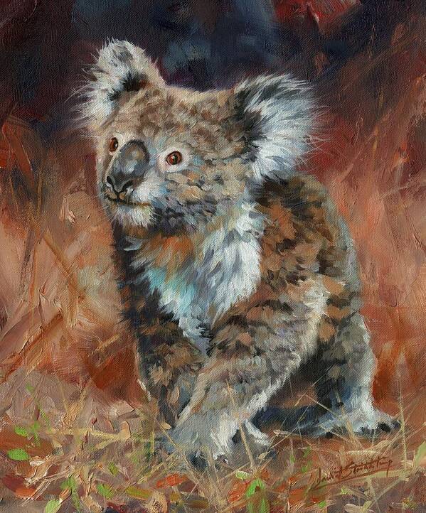 Koala Art Print featuring the painting Koala #1 by David Stribbling