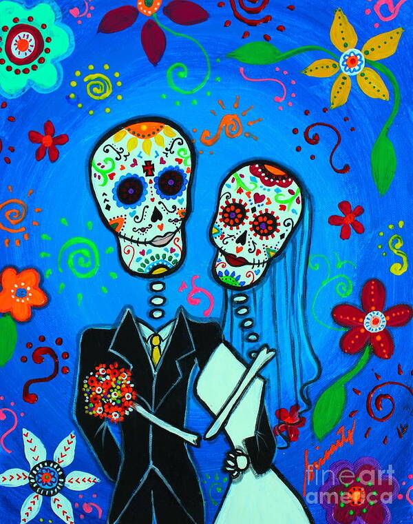 Day Of The Dead Art Print featuring the painting Matrimonio #1 by Pristine Cartera Turkus