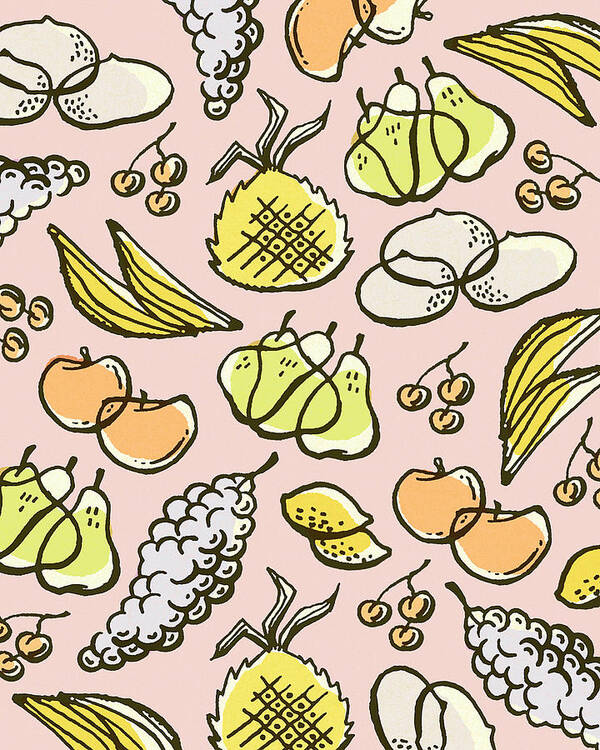 Background Art Print featuring the drawing Pattern of Food #1 by CSA Images