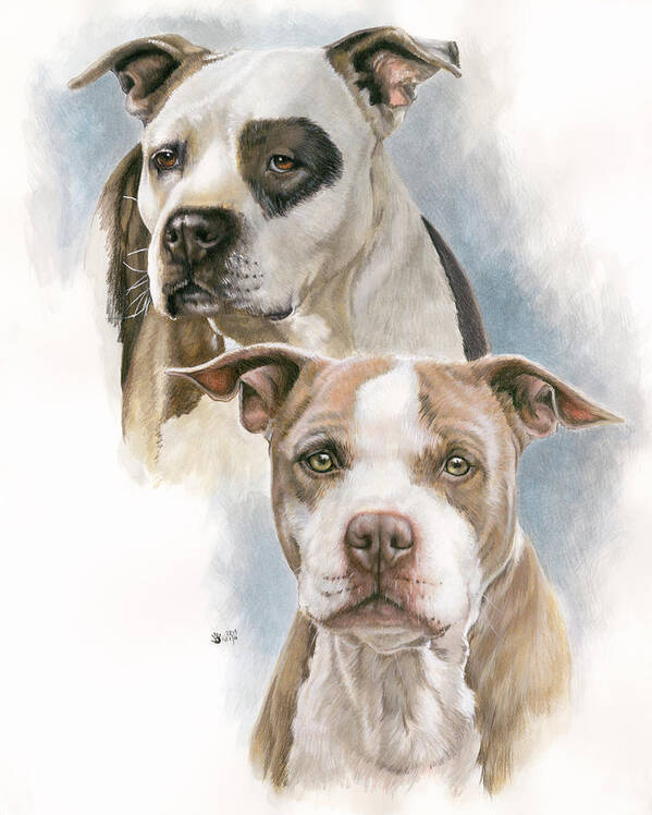 American Pitbull Art Print featuring the painting Sparkle And Buster #1 by Barbara Keith