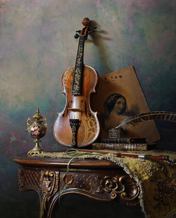 Woman Art Print featuring the photograph Still Life With Violin #1 by Andrey Morozov