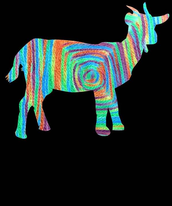 Baby Goat Art Print featuring the digital art Yarns goat 2 #1 by Lin Watchorn