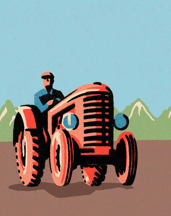 Agriculture Art Print featuring the drawing Tractor #11 by CSA Images