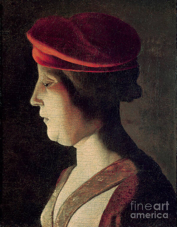 Chiaroscuro Art Print featuring the painting Head Of A Woman by Georges De La Tour