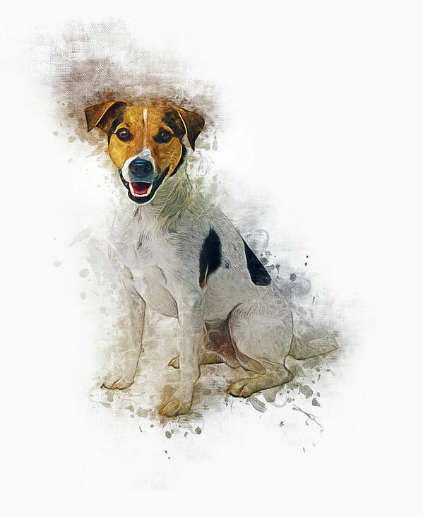 Dog Art Print featuring the digital art Jack Russell #2 by Ian Mitchell