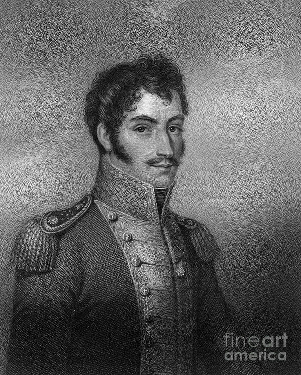 Engraving Art Print featuring the drawing Simon Bolivar, 19th Century South #2 by Print Collector