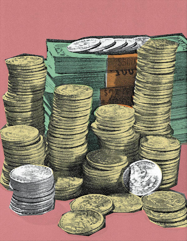 Asset Art Print featuring the drawing Stacks of Money #2 by CSA Images