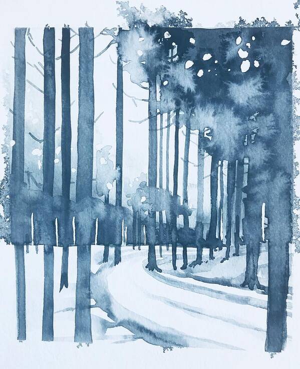Winter Art Print featuring the painting Winter Trees #1 by Luisa Millicent