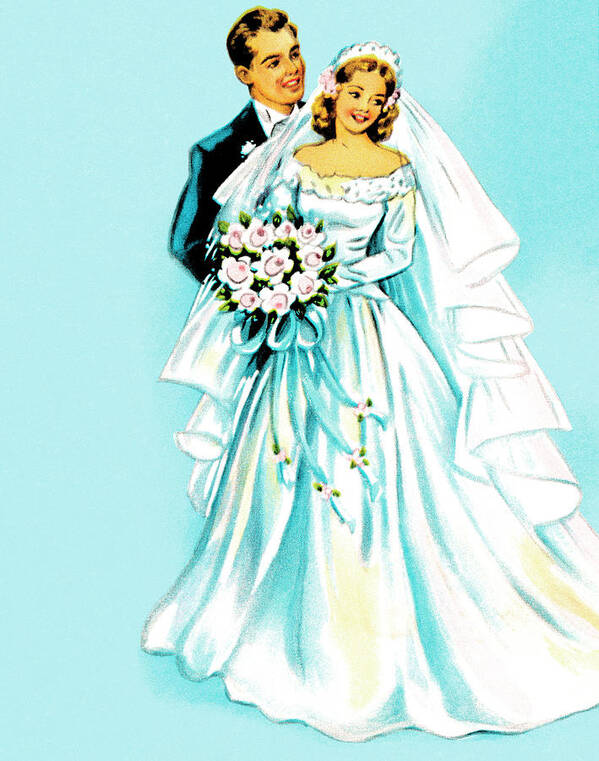 Admire Art Print featuring the drawing Bride and groom #4 by CSA Images