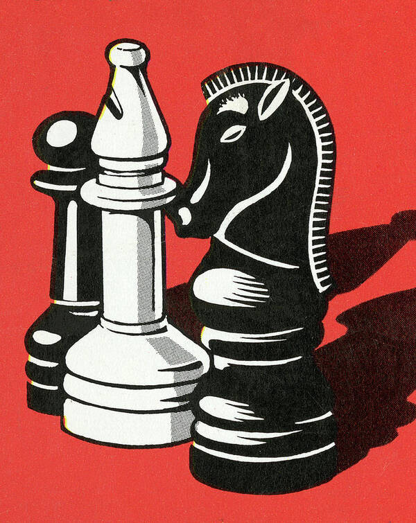 Bishop Art Print featuring the drawing Chess Pieces #5 by CSA Images