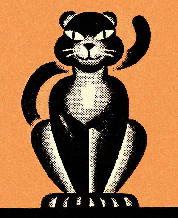 Afraid Art Print featuring the drawing Black cat #55 by CSA Images