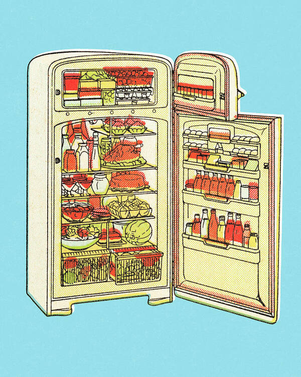 Appliance Art Print featuring the drawing Full refrigerator #6 by CSA Images