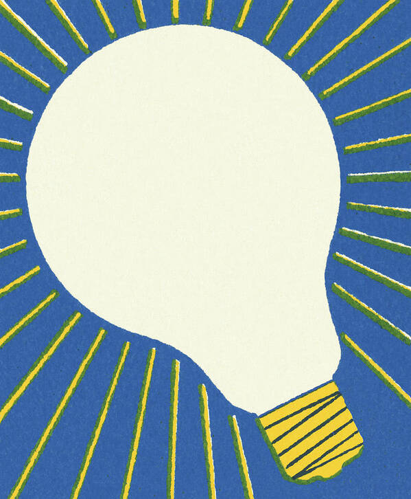 Blue Background Art Print featuring the drawing Lightbulb #6 by CSA Images