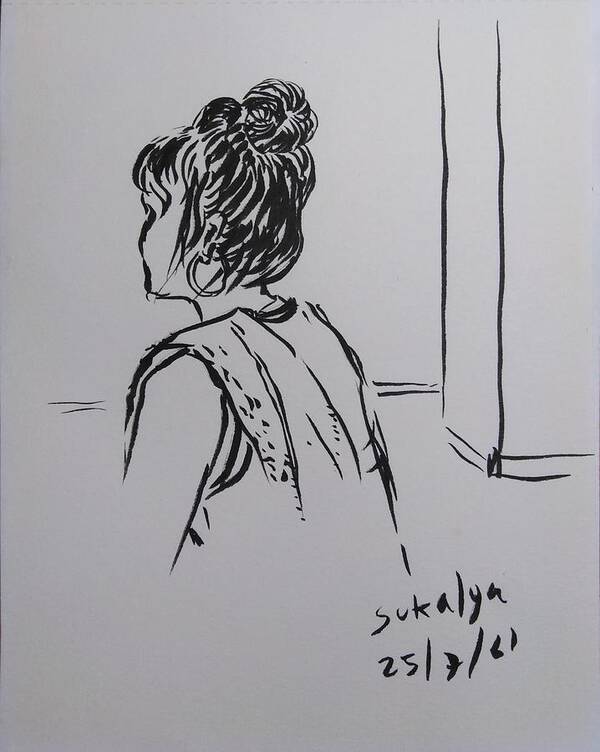Woman Art Print featuring the drawing A woman at the gym by Sukalya Chearanantana