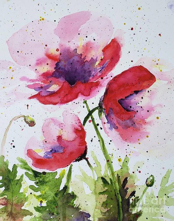 Floral Art Print featuring the painting Abstract Poppies by Lisa Debaets