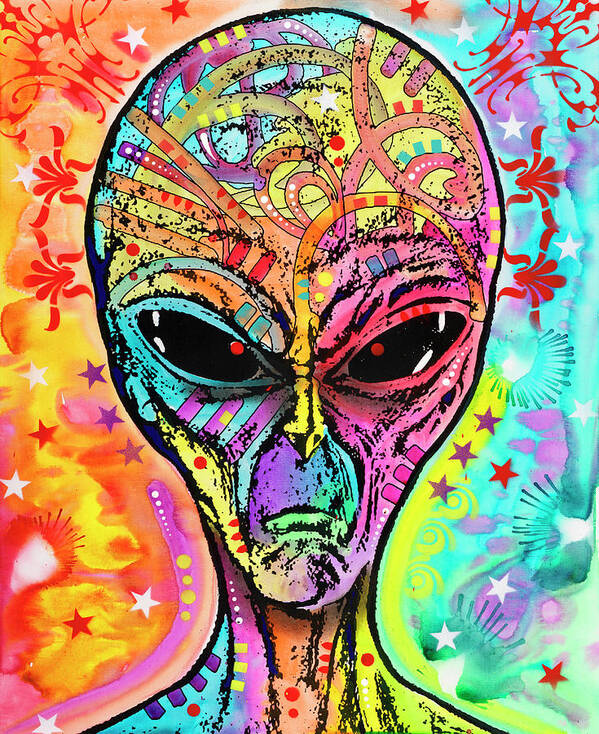 Aliens Art Print featuring the mixed media Alien - Far Out by Dean Russo- Exclusive