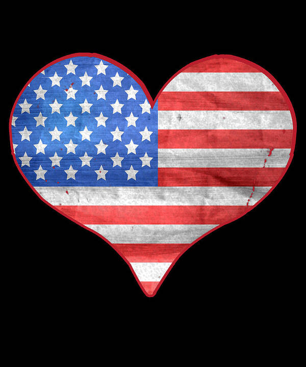 Funny Art Print featuring the digital art American Flag Heart by Flippin Sweet Gear