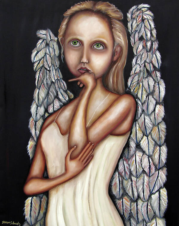 Angel Art Print featuring the painting Angel Thoughts by Steve Shanks