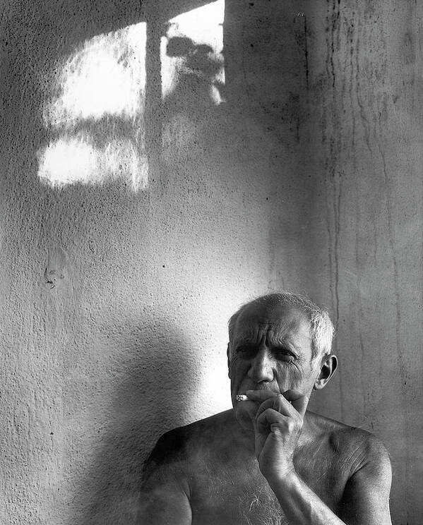 Photography Art Print featuring the photograph Artist Pablo Picasso Smoking A Cigarette by Gjon Mili