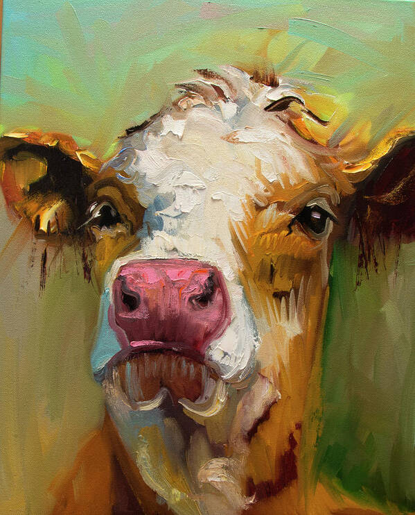 Cow Art Print featuring the painting Attitude by Diane Whitehead