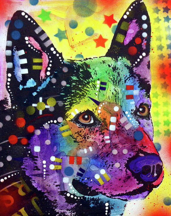 Aus Cattle Dog Art Print featuring the mixed media Aus Cattle Dog by Dean Russo