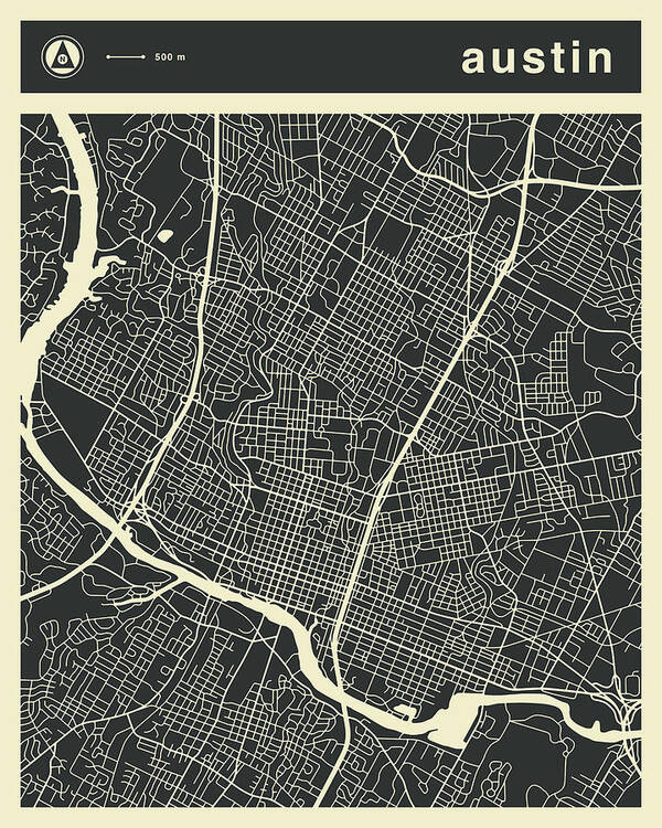 Austin Art Print featuring the digital art Austin Map 3 by Jazzberry Blue