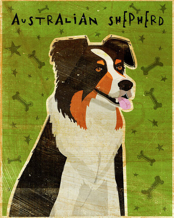 Australian Shepherd Art Print featuring the digital art Australian Shepherd by John W. Golden