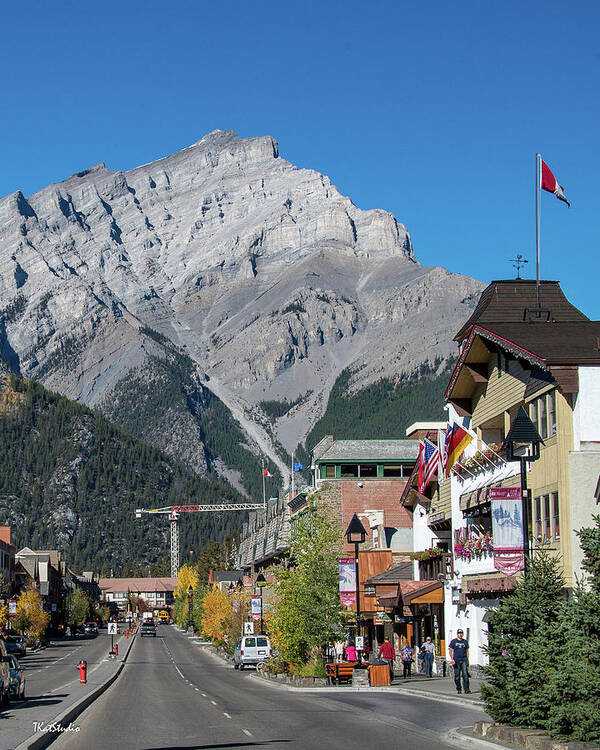 2015 Art Print featuring the photograph Banff Town Center and Cascade Mountain by Tim Kathka