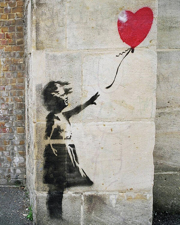 Banksy Art Print featuring the photograph Banksy Street Art Girl With Balloon by Gigi Ebert