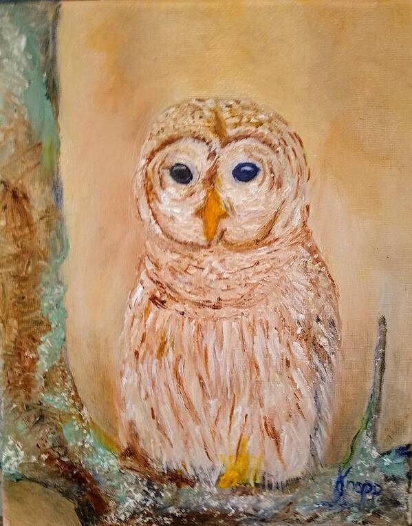 Barn Owl Art Print featuring the painting Barn Owl by Kathy Knopp