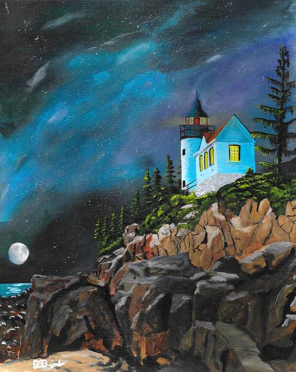 Light House Art Print featuring the painting Bass Harbour by David Bigelow