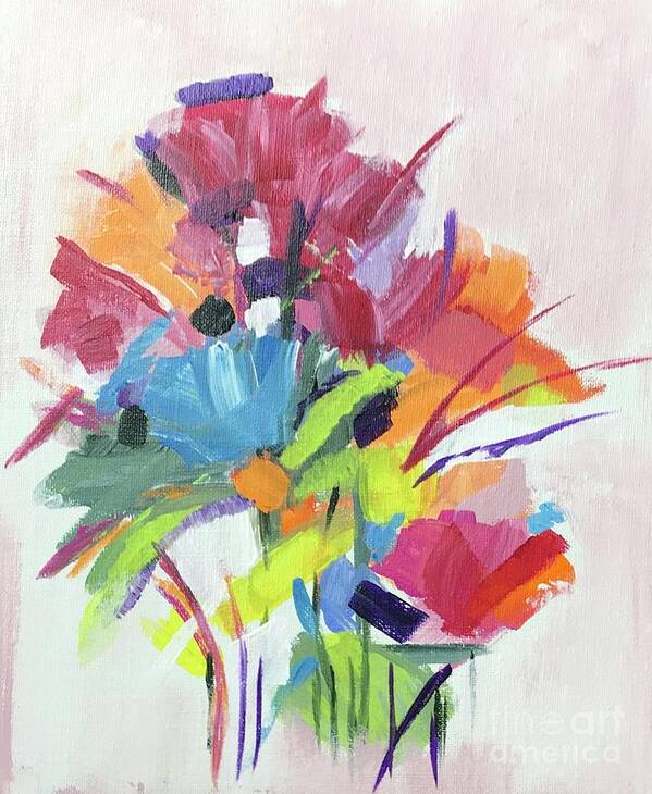 Original Art Work Art Print featuring the painting Bouquet of Flowers by Theresa Honeycheck