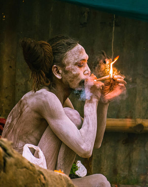 Smoke Art Print featuring the photograph Burning Baba by Payel Banerjee