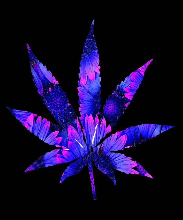 Weed Leaf Art Print featuring the digital art Cannabis Rainbow Design 106 by Lin Watchorn