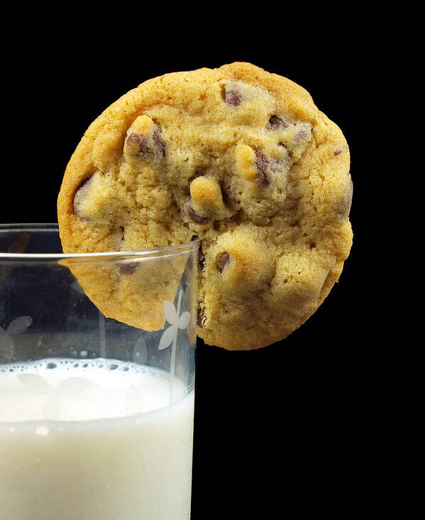 Milk Art Print featuring the photograph Chocolate Chip Cookie And Milk by Photo By Cathy Scola
