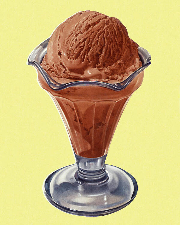 Campy Art Print featuring the drawing Chocolate Ice Cream by CSA Images