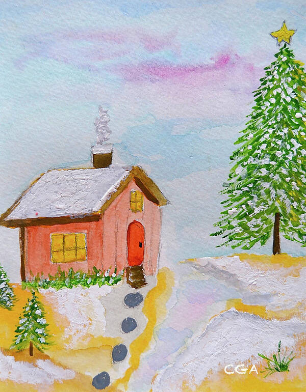 Christmas Is Cozy Art Print featuring the painting Christmas Is Cozy by Carol Grace Anderson