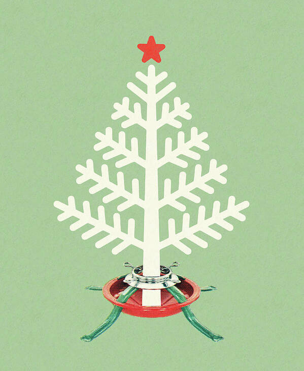 Base Art Print featuring the drawing Christmas Tree and Stand by CSA Images