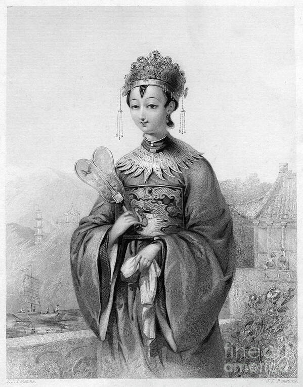 Engraving Art Print featuring the drawing Costume Of A Chinese Lady, 1838. Artist by Print Collector