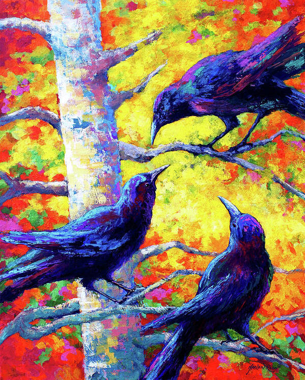 Crows Art Print featuring the painting Crows 5 by Marion Rose