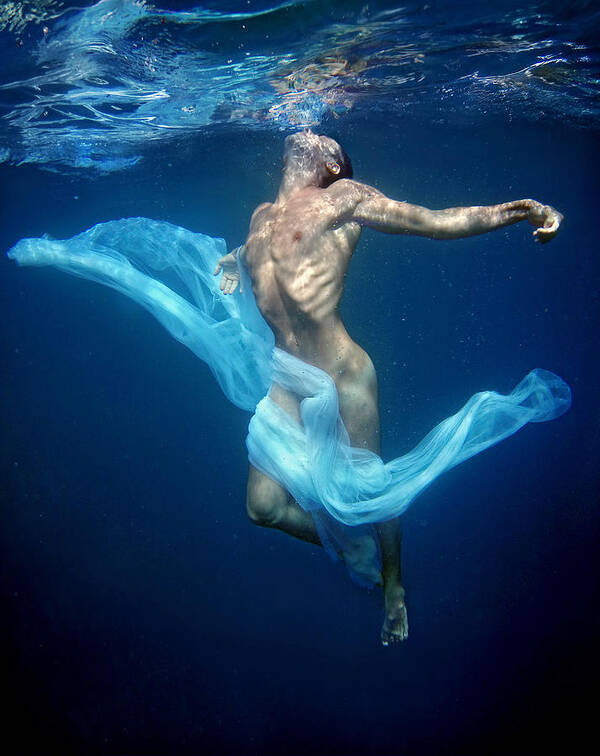 Fine Art Nude Art Print featuring the photograph Dancing Into Blue by Ddiarte