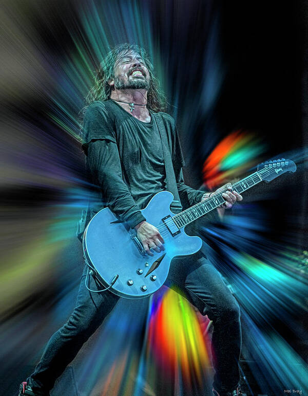 Dave Grohl Art Print featuring the mixed media Dave Grohl Live on Stage by Mal Bray