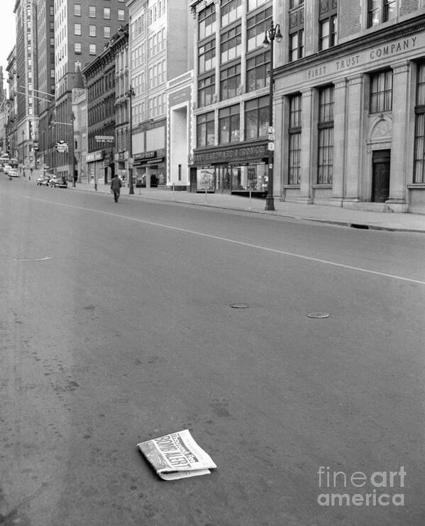 Air Attack Art Print featuring the photograph Deserted Street Scene After Initial by Bettmann