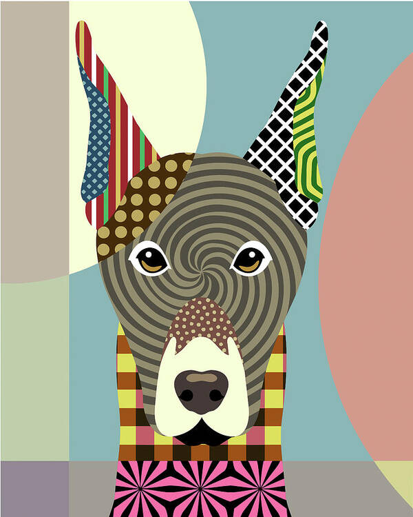 Doberman Pinscher Art Print featuring the digital art Doberman Pinscher by Lanre Adefioye