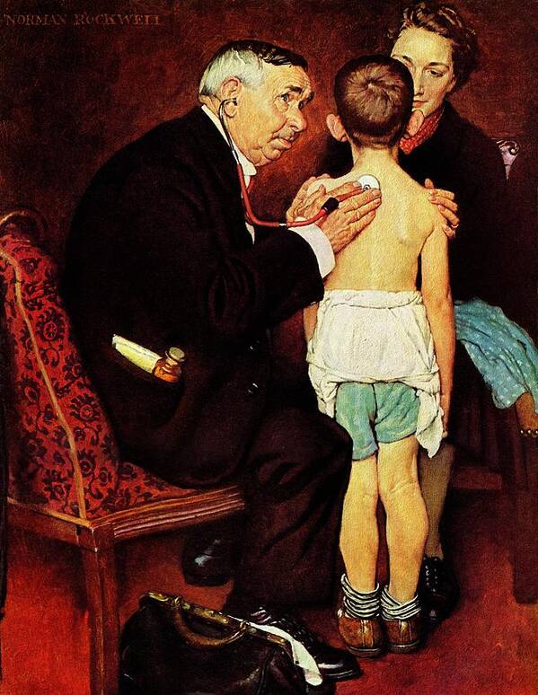 Doctor Art Print featuring the painting Doc Melhorn And The Pearly Gates by Norman Rockwell