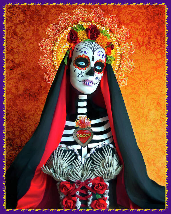 Dod-santa Muerte Art Print featuring the mixed media Dod-santa Muerte by Tammy Wetzel