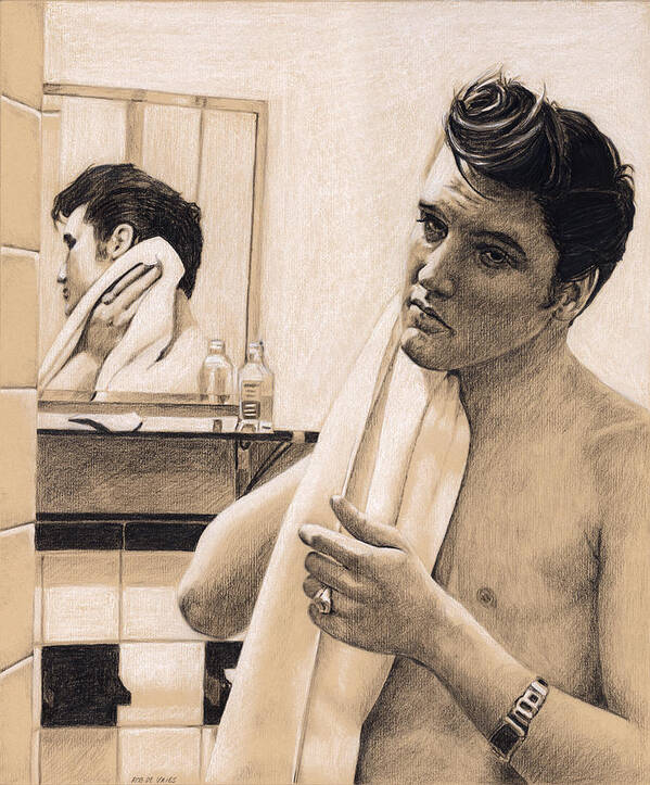 Elvis Art Print featuring the drawing Elvis in Charcoal #196 by Rob De Vries