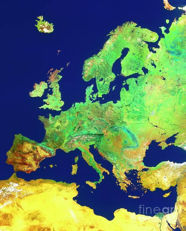 Europe Art Print featuring the photograph Europe Noaa Mosaic by Copyright Geospace/science Photo Library