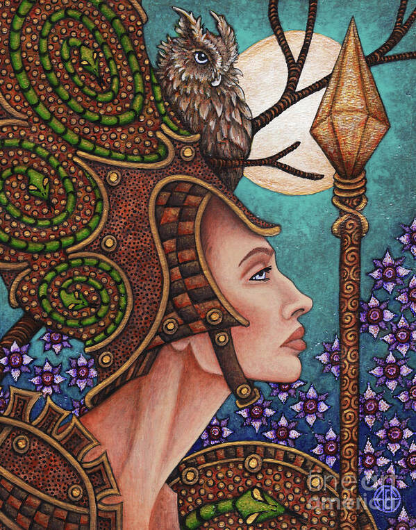 Portrait Art Print featuring the painting Exalted Beauty Athena by Amy E Fraser